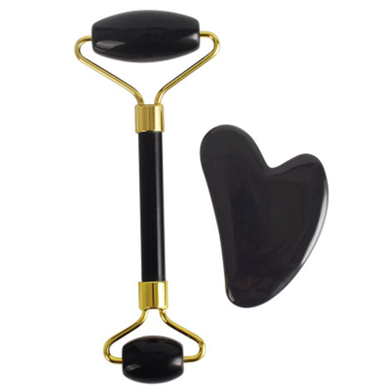 Opal Facial Massage Roller & Jade Gua Sha Set – Anti-Wrinkle Lifting Tool