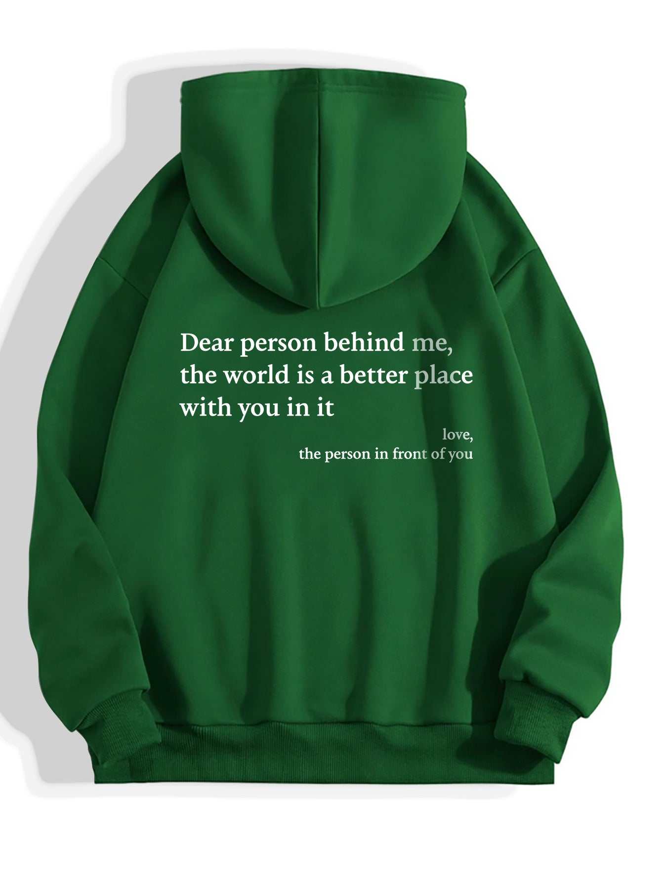 “Dear Person Behind Me” Plush Hoodie – Cozy Unisex Letter Print with Kangaroo Pocket