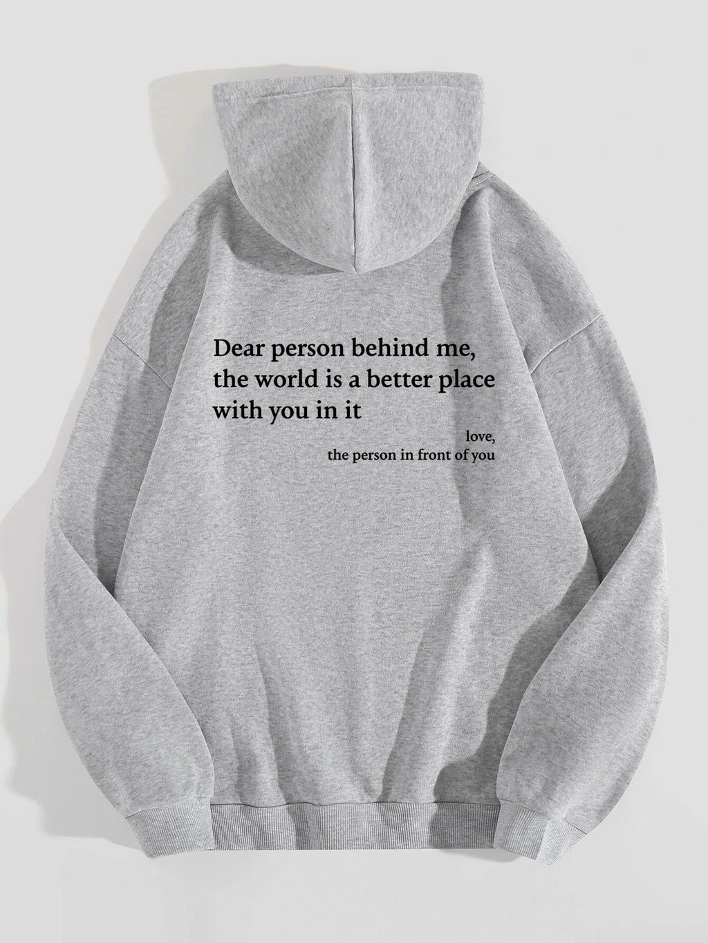 “Dear Person Behind Me” Plush Hoodie – Cozy Unisex Letter Print with Kangaroo Pocket