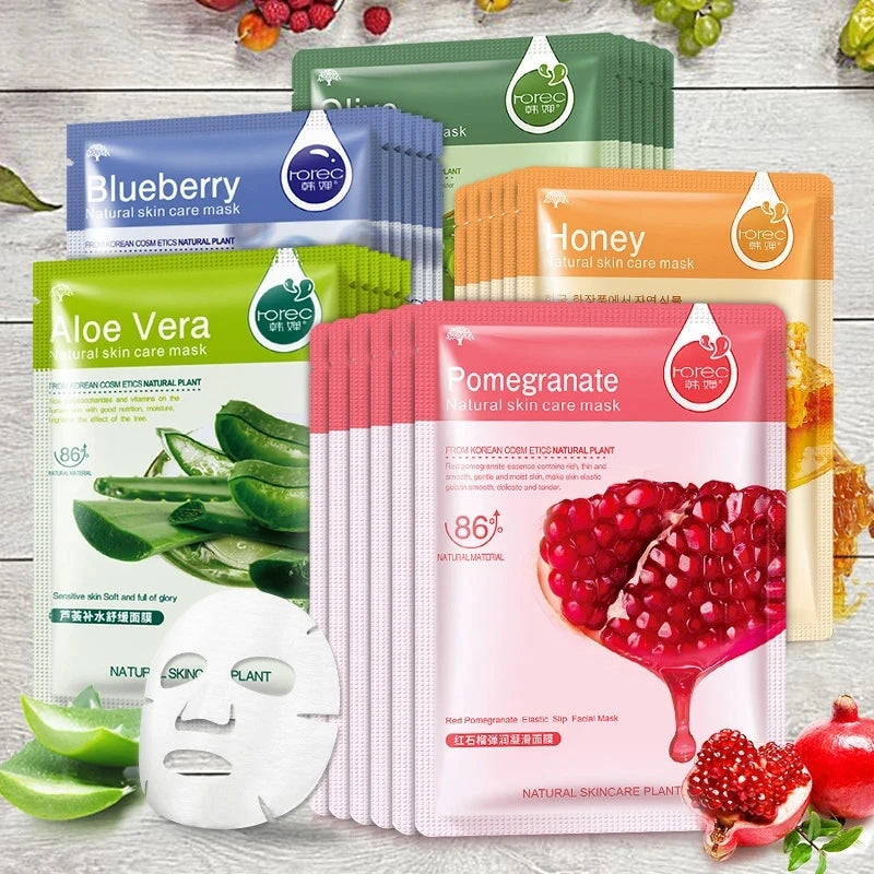 30pcs Natural Plant Facial Mask Set – Moisturizing, Oil Control & Anti-Aging Skincare