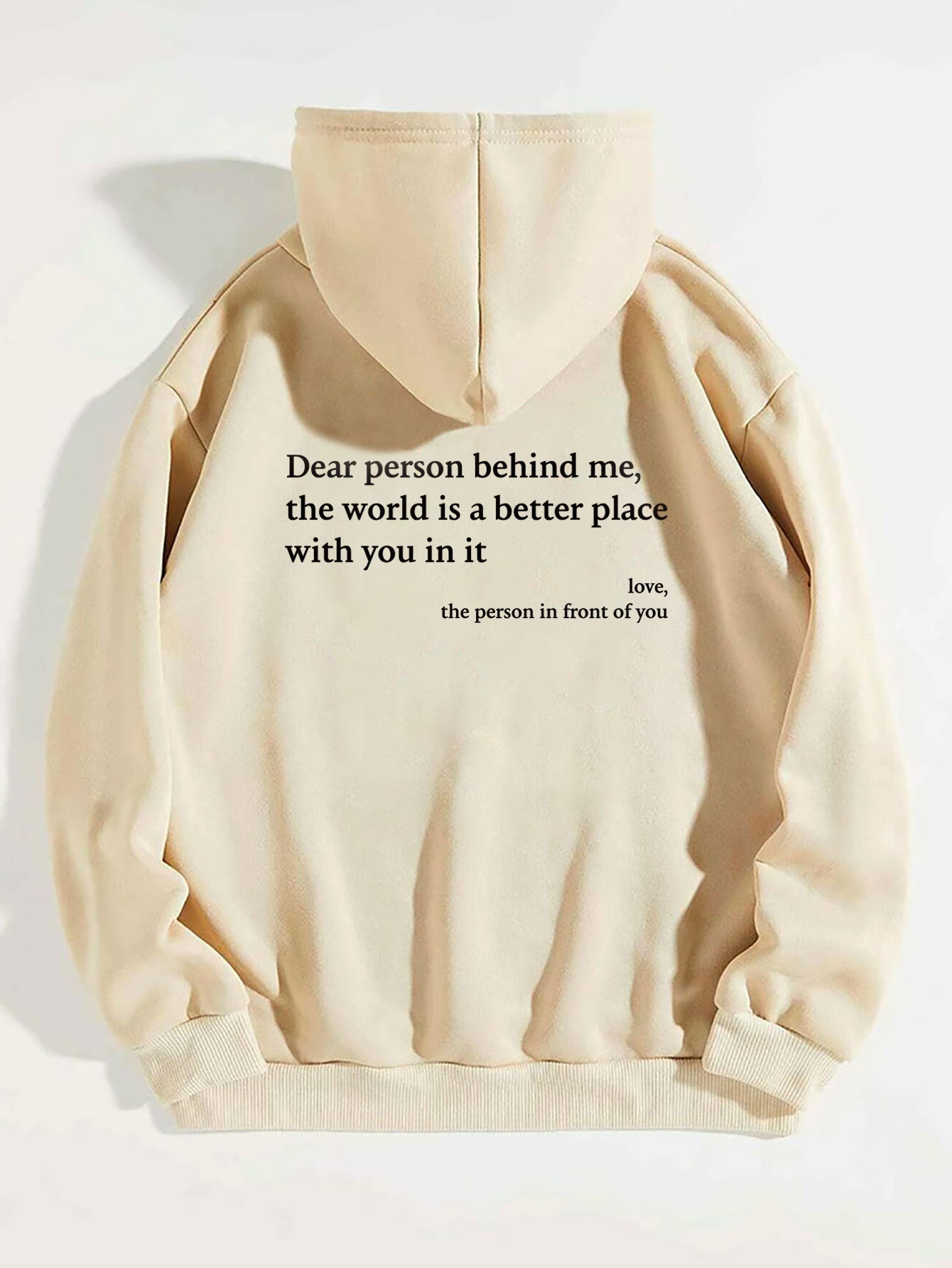“Dear Person Behind Me” Plush Hoodie – Cozy Unisex Letter Print with Kangaroo Pocket