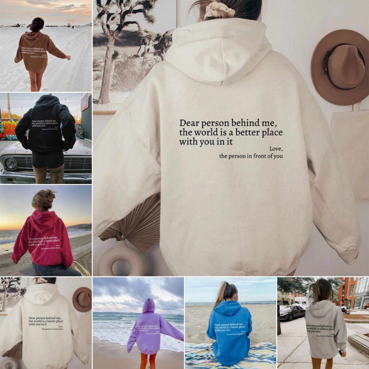 “Dear Person Behind Me” Plush Hoodie – Cozy Unisex Letter Print with Kangaroo Pocket