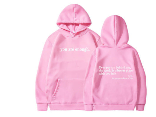 “Dear Person Behind Me” Plush Hoodie – Cozy Unisex Letter Print with Kangaroo Pocket