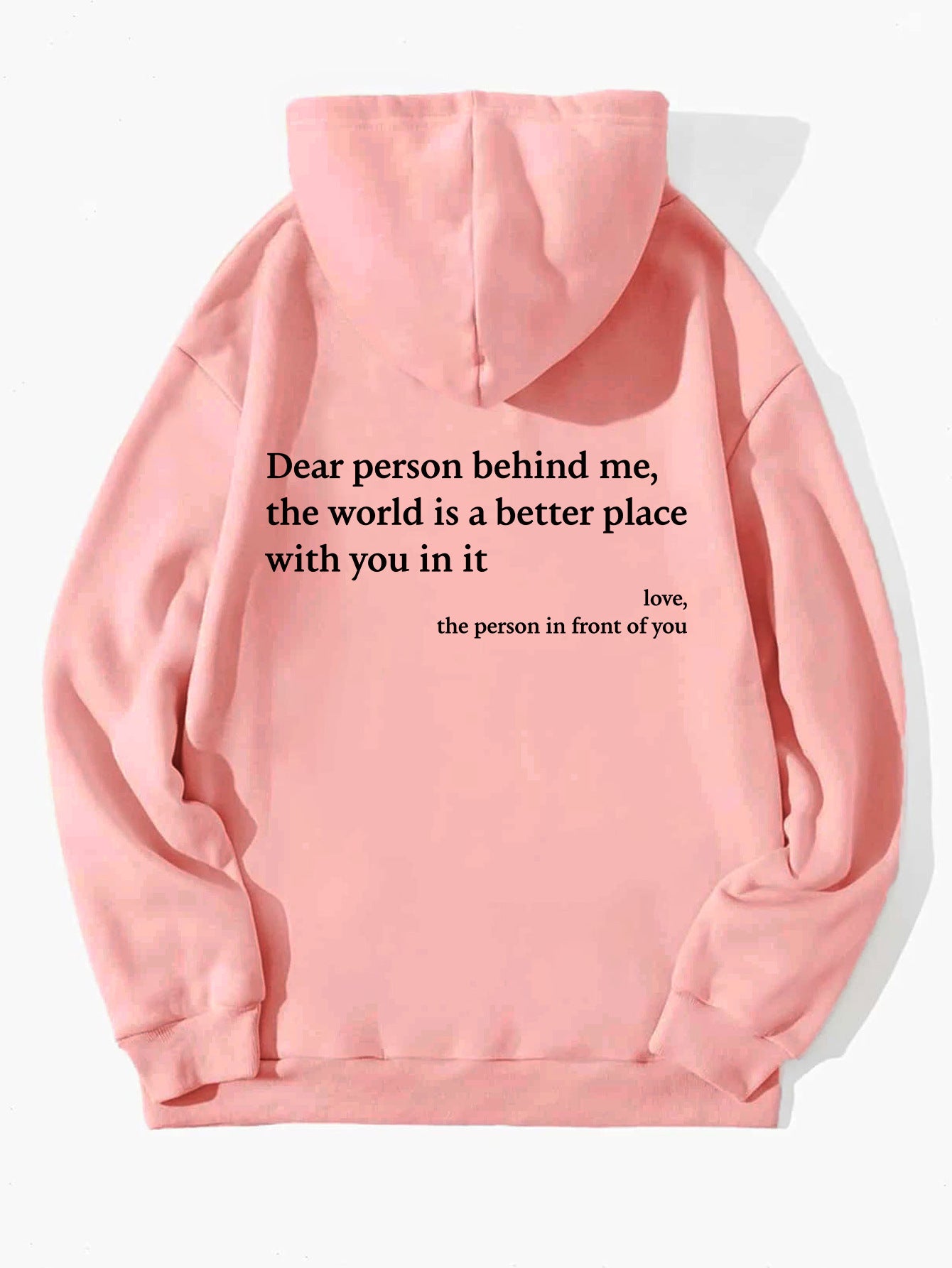 “Dear Person Behind Me” Plush Hoodie – Cozy Unisex Letter Print with Kangaroo Pocket