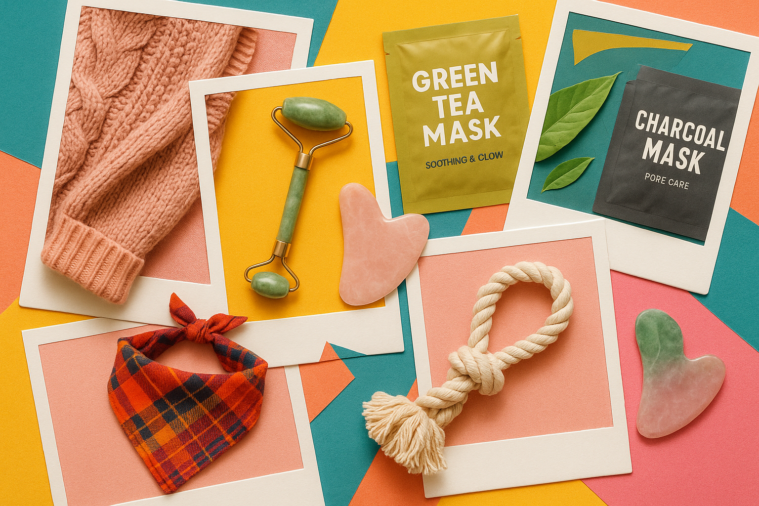 for beauty more like sheet masks and rollers, and make it like a collage